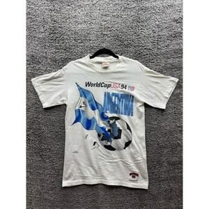Vintage Nutmeg World Cup USA 1994 Argentina Official‎ Soccer Cotton Tee White M